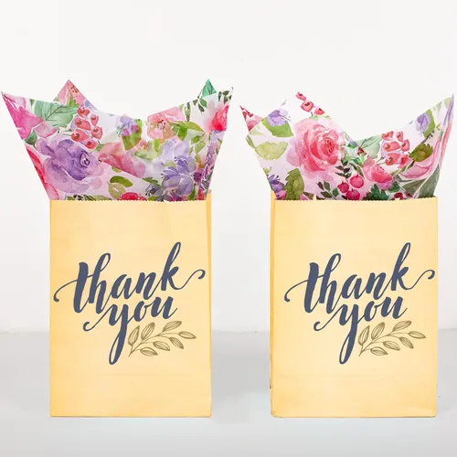 Miniatura 7 de Whaline 100 piezas de papel de seda floral acuarela flor regalo papel de embalaje de flores papel de embalaje de flores DIY papel de manualidades