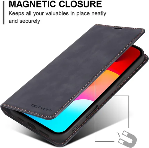 Miniatura 4 de QLTYPRI Funda para iPhone Air, Funda de piel sintética premium TPU parachoques con tarjetero Kickstand adsorción magnética oculta a prueba de golpes