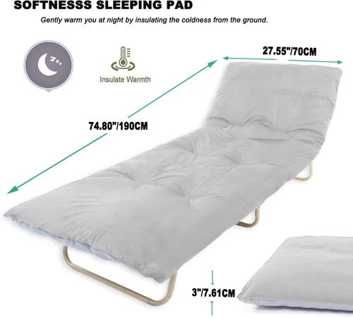 Miniatura 3 de Almohadilla de dormir gruesa para acampar, cojines de campamento de microfibra suaves y cómodos para adultos, colchonetas plegables ligeras