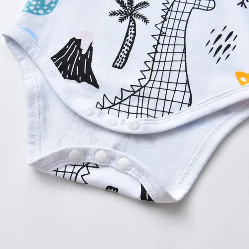 Miniatura 4 de Conjunto de 3 piezas de ropa de bebé recién nacido con estampado de manga larga + pantalones + sombrero