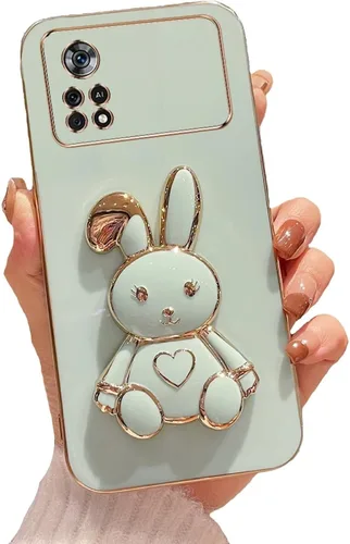 Miniatura 10 de Estuche con soporte de conejo de corazón para Xiaomi Redmi Note 10S, galvanizado suave TPU protector delgado a prueba de golpes con lindo conejito