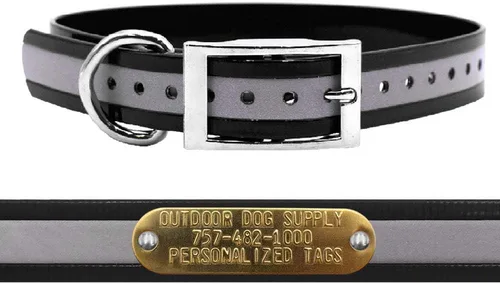 Miniatura 6 de Outdoor Dog Supply Collar de perro con anillo en D impermeable reflectante resistente de 1 pulgada para perros medianos y grandes con placa