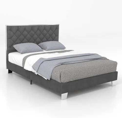 Miniatura 9 de Giantex Base de cama tapizada, plataforma moderna con cabecera de terciopelo capitoné con botones, marco de cama tamaño matrimonial, base de colchón