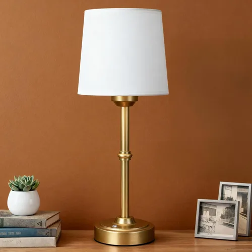 Miniatura 11 de FenFud Lámpara de mesa LED inalámbrica, lámpara de escritorio portátil con pantalla de tela, iluminación recargable con batería de 6000mAh, luz