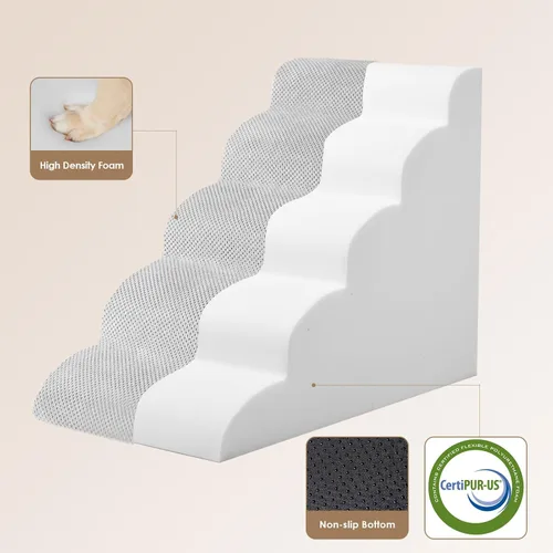 Miniatura 3 de EHEYCIGA Escaleras curvas para perros para camas altas de 57.97 cm de altura, 5 escalones para perros pequeños y gatos, escaleras para mascotas