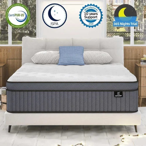 Miniatura 2 de EEN EEN SLEEP Colchón híbrido de firmeza media de 14 pulgadas tamaño King [mejorado] en una caja con espuma viscoelástica de gel y resortes