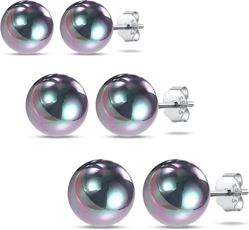 Miniatura 3 de Aretes de tuerca para mujer, aretes de perlas negras para mujer, hipoalergénicos, clásicos, redondos, regalo para madre, esposa, novia, día de San