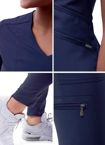 Miniatura 5 de Adar Pro - Conjunto médico moderno para mujer - Camiseta médica moderna con cuello en V y pantalón médico, pantalón de yoga