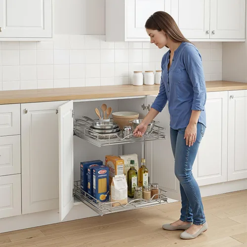 Miniatura 9 de HOLDN' STORAGE Organizador de gabinete extraíble de dos niveles, cajones deslizantes individuales, metal resistente con garantía limitada de por