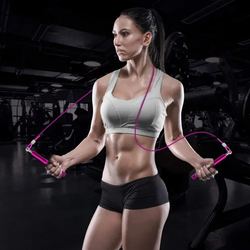 Miniatura 3 de Cuerda para Saltar, Wastou Cuerda para Saltar de Velocidad para Entrenamiento de Ejercicio Físico, Cuerda para Saltar de Entrenamiento Ajustable Rosa