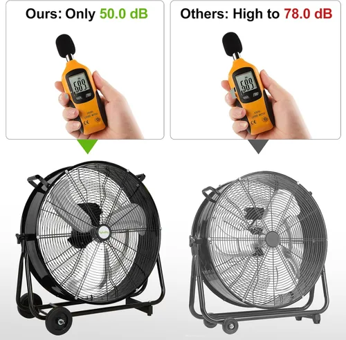 Miniatura 3 de hykolity Ventilador de tambor de alta velocidad ultra silencioso de 24 pulgadas, ventilador industrial resistente de 7800 CFM con motor de CC