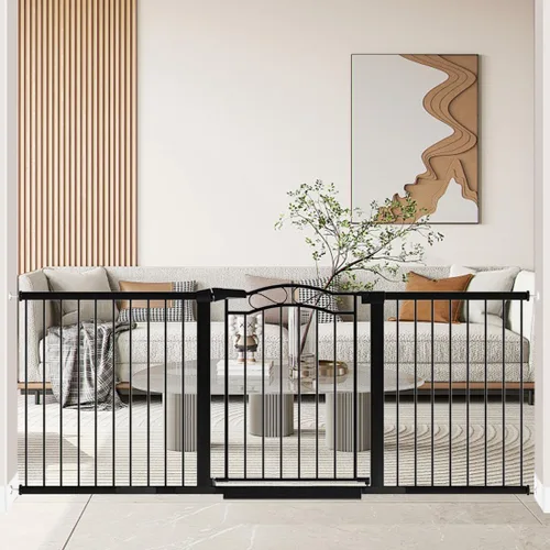 Miniatura 16 de Fairy Baby Puertas para bebés extra anchas de 57.1"-59.8" con puerta, puerta infantil de 58-59 pulgadas para niños pequeños, puerta de metal montada