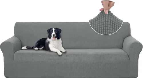 Miniatura 70 de U-NICE HOME Funda elástica para sofá, lavable, protector de muebles para sofá de 3 cojines, apta para mascotas (sofá, gris)