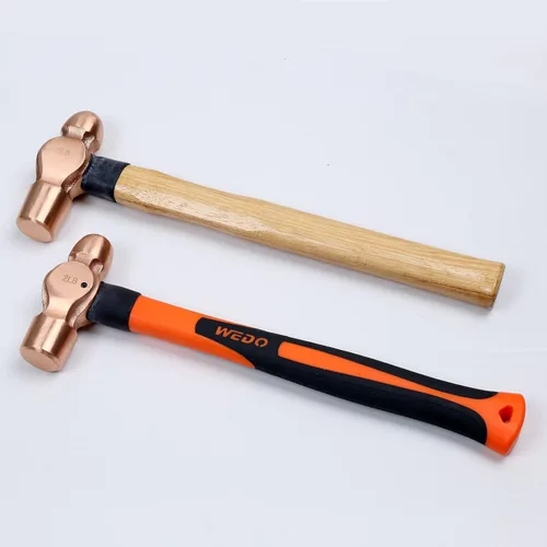 Miniatura 7 de WEDO Martillo de bola de cobre de 24 oz (1-1/2 libras), martillo de bola con mango de madera, longitud 325 mm (13"), forjado a presión, resistente a