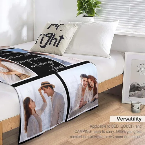 Miniatura 5 de Manta personalizada de doble cara con fotos, texto, regalos de Navidad para novio, marido, novia, esposa, manta personalizada para aniversario