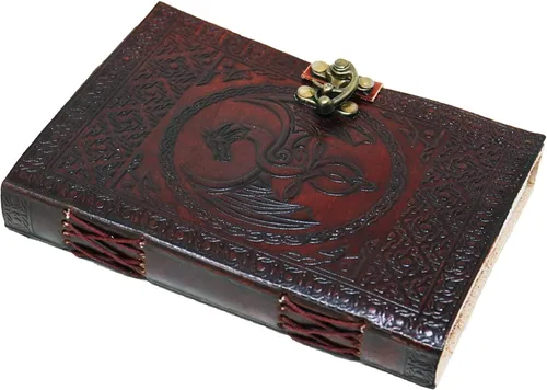 Miniatura 3 de jaald 7.1 in dragón cuero en blanco grimorio de cuero libro de sombras libro de hechizos libro de cuero diario diario diario cuaderno de bocetos