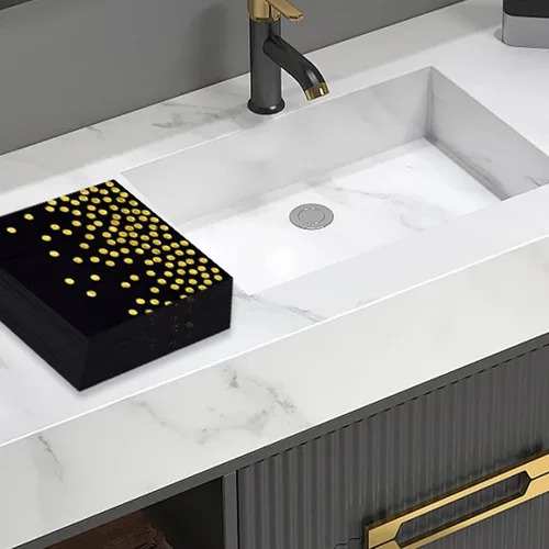 Miniatura 6 de 100 servilletas de cóctel desechables negras – Servilletas de papel negro y dorado para cumpleaños, boda, aniversario, Año Nuevo, fiesta