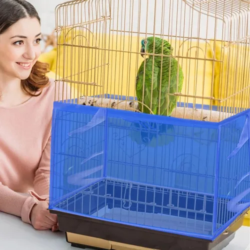Miniatura 5 de Daoeny Cubierta Grande para Jaula de Pájaros, Protector de Semillas para Jaula de Pájaros, Red de Malla de Nylon Suave y Ajustable, Cubierta de Azul