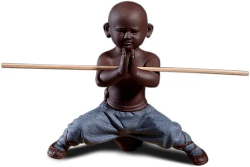 DIYOMR Figuras de monje chino de Kung Fu Shaolin, manualidades, adornos, escultura de cerámica de Kung Fu para decoración del hogar, escritorio Azul