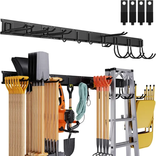 Organizador de pared de garaje resistente de 64 pulgadas, 18 piezas de estante de almacenamiento ajustable para organización de herramientas de