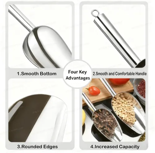 Miniatura 7 de Cuchara de hielo de metal para congelador, cuchara de hielo de acero inoxidable para máquina de hielo, cuchara pequeña para cubo de hielo, cucharas