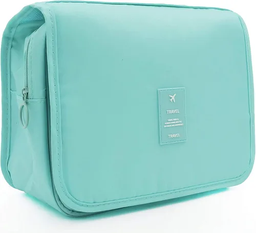 Miniatura 16 de Trawila Neceser colgante de viaje, bolsa de cosméticos, organizador de maquillaje para hombres y mujeres con gancho resistente, Gris (Grey Flower)