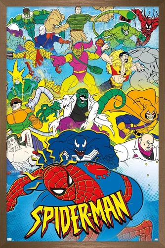 Miniatura 12 de Marvel Comics Spider-Man - Póster animado de pared de los años 90, 34 pulgadas de largo x 22.4 W, versión premium sin marco