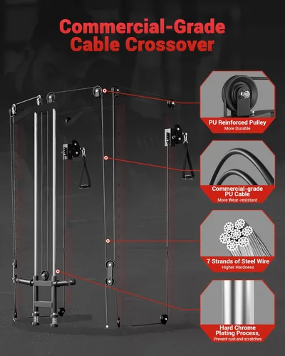 Miniatura 4 de GarveeLife Power Cage, Multi-Functional Power Racks for Home Gym with Cable Crossover System, 1600 LBS Weight Capacity Fitness Squat Rack for