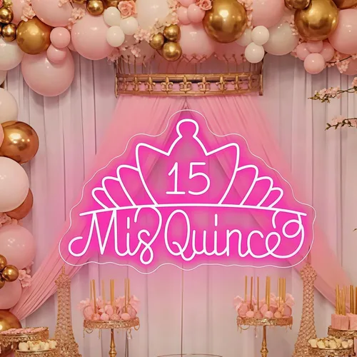 Miniatura 11 de Letrero de neón personalizado con texto en inglés «Feliz Cumpleaños», luz LED de pared para cumpleaños, decoración de fiestas, patio trasero
