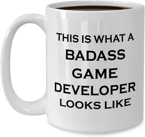 Idea de regalo para desarrollador de juegos Badass Taza de café Taza de té grande de cerámica blanca de 15 oz - Lo que parece - Diseño de