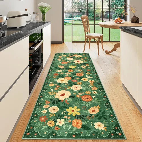 Miniatura 63 de DUKINO Alfombra de área de 6 x 9 pies, alfombra floral para sala de estar, ligera, antideslizante, lavable, alfombra de interior de pelo bajo