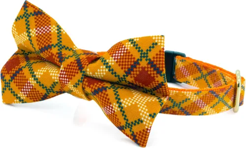 Miniatura 25 de Ultra Joys Collar de gato con campanas - Separable para gatitos y gatos - Estampado a cuadros naranja pequeño Solo cuello a cuadros