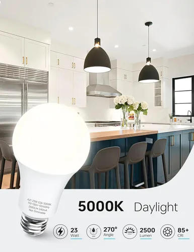 Miniatura 2 de KINDEEP Bombillas LED de 23 W, bombilla súper brillante A21, equivalente a bombilla incandescente de 150 W-200 W, bombillas LED E26, 2500 lúmenes
