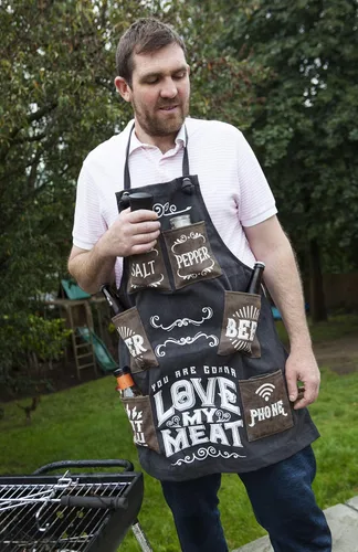 Miniatura 5 de Boxer Gifts Canvas Love My Meat - Delantal, color negro
