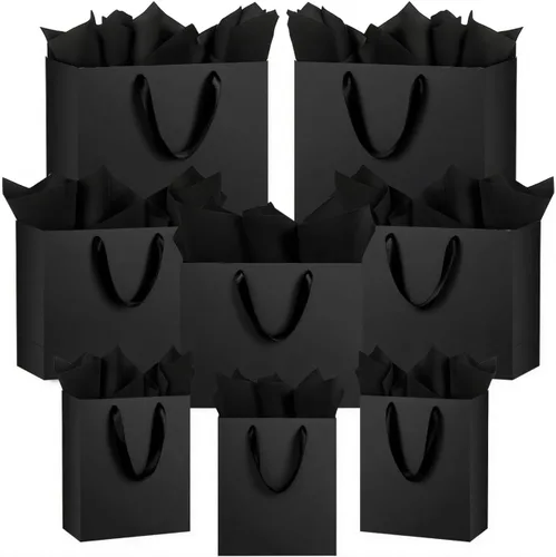 Miniatura 14 de Paquete de 4 bolsas de regalo negras extra grandes, bolsas de regalo grandes con papel de seda, 16 x 6 x 12 pulgadas, bolsas de regalo para pequeñas