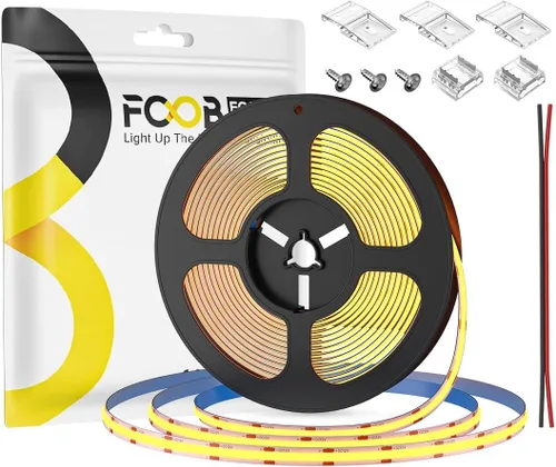 Miniatura 39 de Tira de luces LED COB DC24V de 16.4 pies, 6000 K, blanco frío, 320 LED, flexible, de alta densidad, uniforme, brillante, 9W/m, CRI90+ regulable