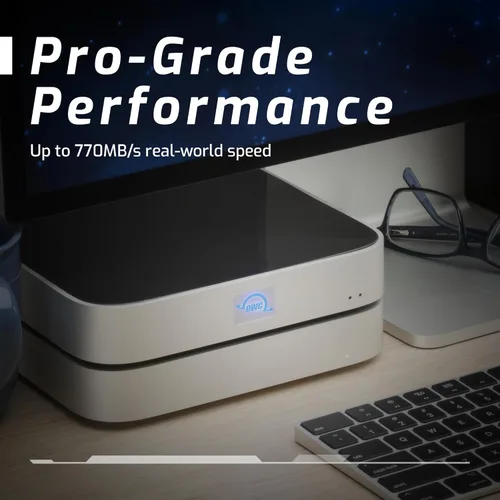 Miniatura 5 de OWC miniStack STX Caja de almacenamiento actualizable y Thunderbolt Hub/Mini Dock, 4 puertos USB-C, soporta SSD de 3.5" y 2.5", HDD, M.2 PCIe NVMe