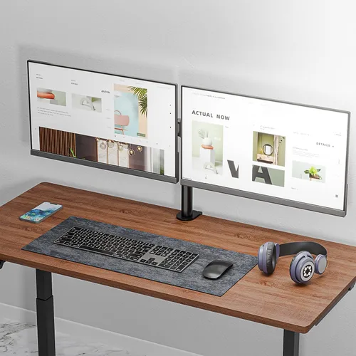 Miniatura 7 de Soporte de monitor dual para pantallas de 13 a 27 pulgadas, brazos de monitor dobles para 2 monitores de hasta 22 libras, soporte de escritorio