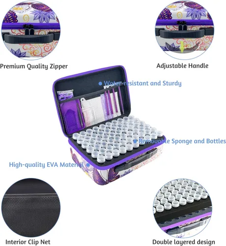 Miniatura 2 de LIRUNQIU Contenedores de almacenamiento de pintura con diamantes, caja de almacenamiento de accesorios y herramientas de arte con diamantes de 120