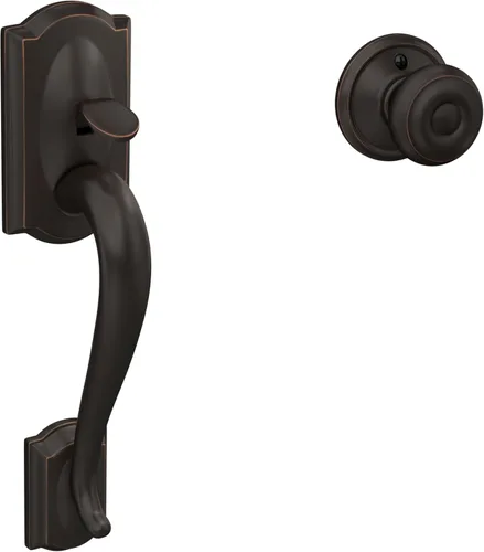 Miniatura 20 de SCHLAGE FE285 622 Acc CAM LH Juego de Manijas Mitad Inferior, Moldura Interior Camelot, Negro Mate
