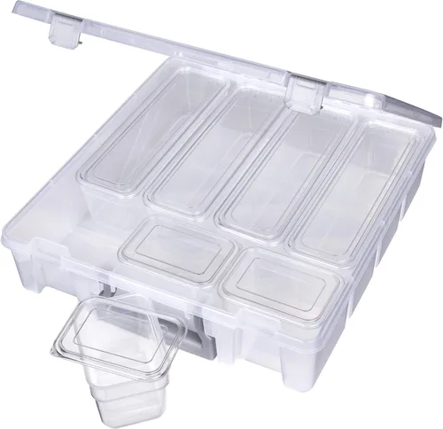 Miniatura 15 de AB Designs 6967ABD Super Satchel con 9 contenedores mezclados en el interior, contenedor apilable para organización de almacenamiento en el hogar