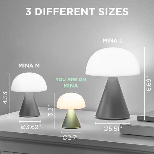 Miniatura 2 de Lexon Mina - Lámpara de Hongo Pequeña – Luz LED Portátil de Mesita de Noche para Dormitorios, Niños y Guardería – Recargable con 12h de Autonomía