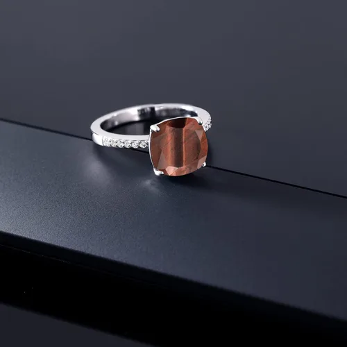 Miniatura 82 de Gem Stone King Anillo de compromiso de plata de ley 925 con piedra preciosa de corte cojín de 0.39 pulgadas Anillo de compromiso de aniversario