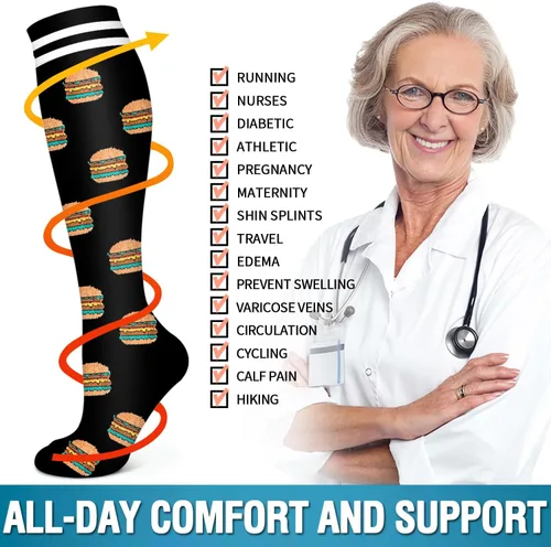 Miniatura 178 de 6 Pack Copper Compression Socks for Women and Men Circulation-Best Support for Medical, Running,Nursing,Athletic