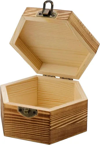 Miniatura 8 de Caja de madera KUMGROT con tapa con bisagras - Caja de regalo vintage con superficie escribible, caja de almacenamiento de madera maciza hecha a