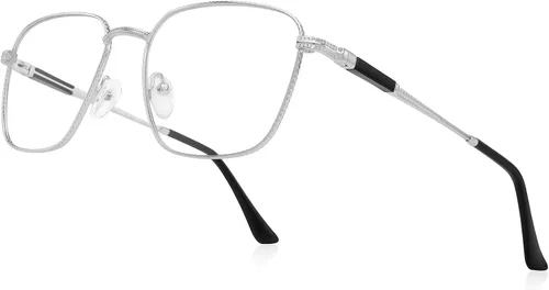 Miniatura 7 de Gafas de lectura cuadradas clásicas para hombres y mujeres, bloqueo de luz, lectura de computadora, bisagra de resorte, marco de metal, patas