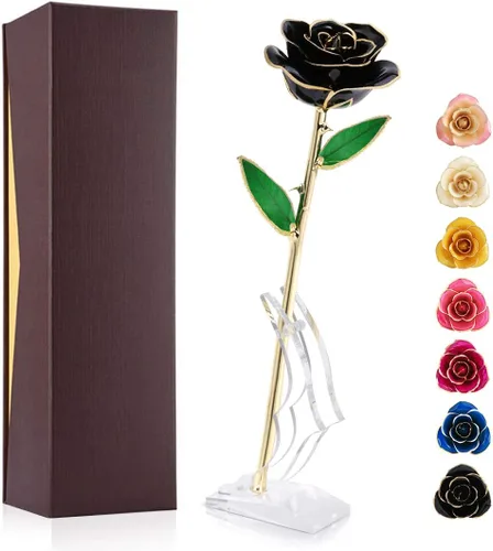 Miniatura 28 de Ejoyous Regalo de rosa para el día de la madre para mamá, rosa sumergida en oro de 24 quilates chapada en oro real preservada para siempre con Rosa