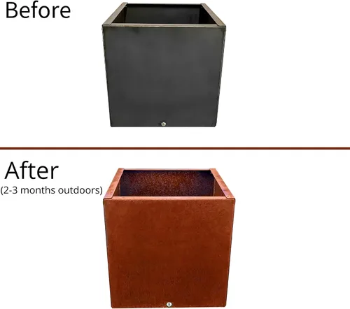Miniatura 4 de Corten - Maceta de acero para exteriores, diseño rústico y moderno, cama grande de metal elevado para uso comercial y residencial (12 x 12 pulgadas)