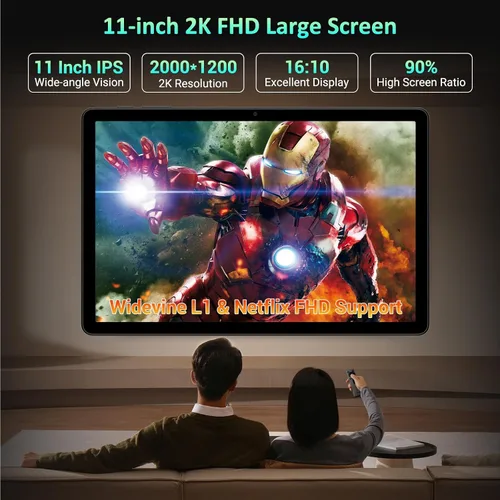 Miniatura 8 de Tableta, tabletas de 11 pulgadas, tableta Android 15 con teclado y ratón, T615 Octa-Core, 36 GB de RAM +256 GB ROM, Gemini AI, 8000 mAh, Widevine