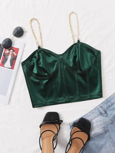 Miniatura 2 de Romwe Camiseta corta sin mangas con tirantes delgados para mujer